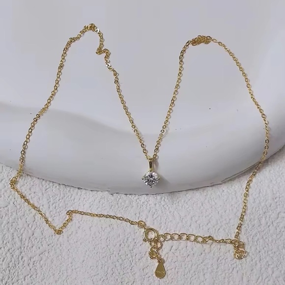 925 Sterling Silver Gold Tone Pendant Necklace - Picture 2 of 3